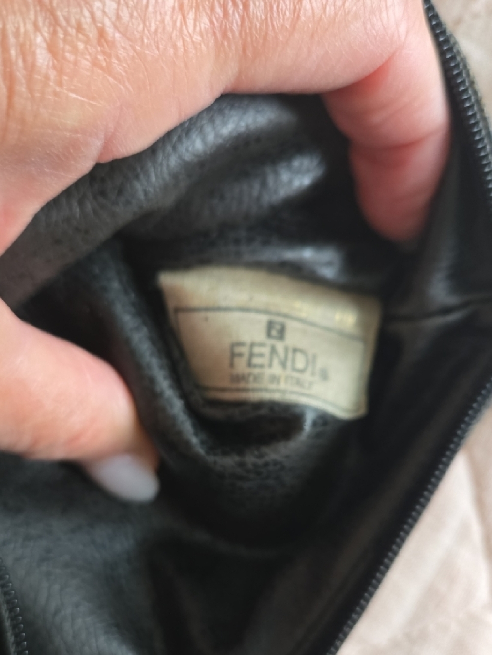 Fendi Black and Brown Checkered Wristlet with Gold Logo Button - Picture 5 of 5